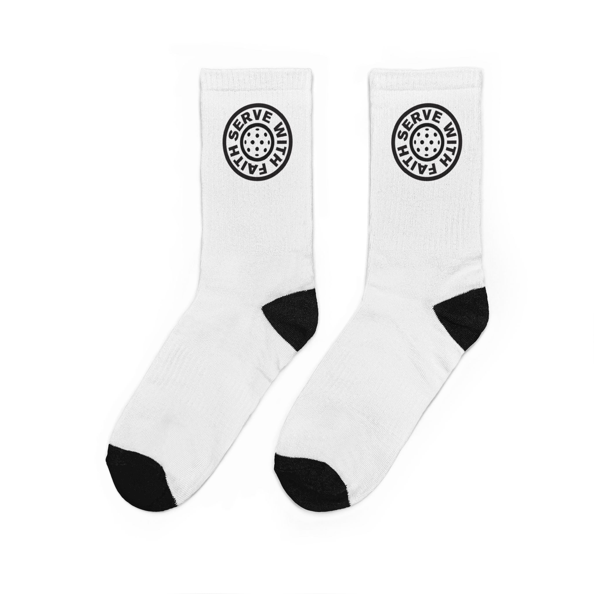 Serve With Faith Pickleball Crew Socks — Athletic Socks with Logo