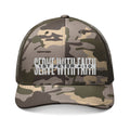 Serve With Faith Camouflage Trucker Hat — 1 Peter 4:10 Embroidered