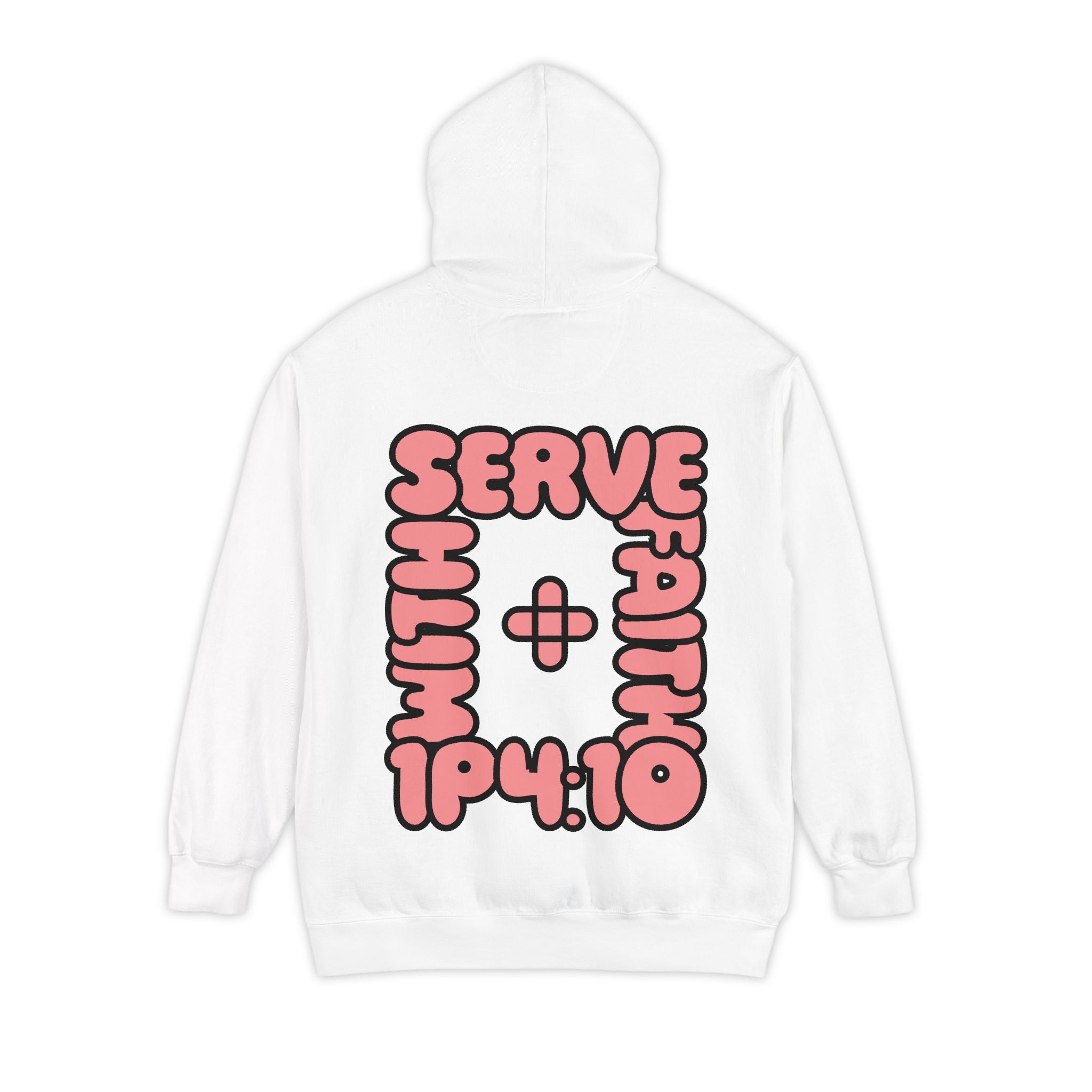 Serve With Faith Hoodie — 1P410 Cross Design (Pink & Black)