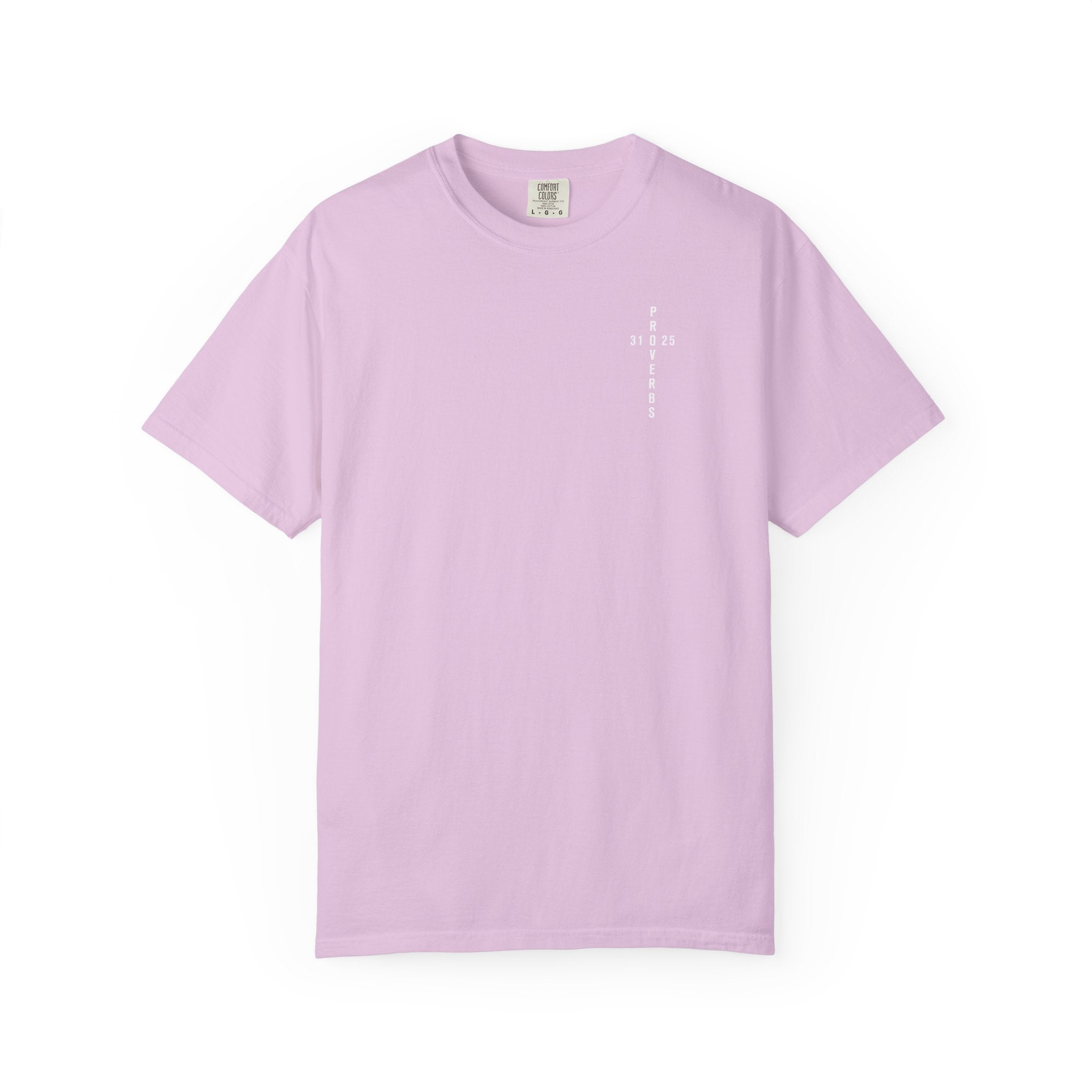 Proverbs 31:25 Cross T‑Shirt — "She Is Clothed With Strength and Dignity"