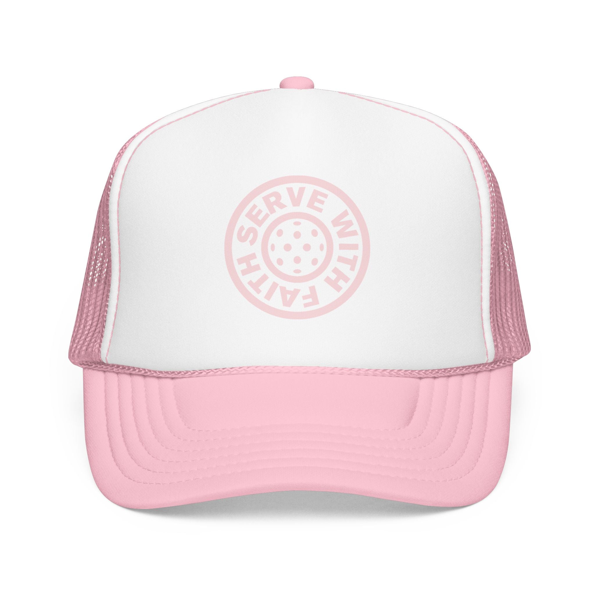 Serve With Faith Soft Logo Foam Front Cap Pink Trucker Hat
