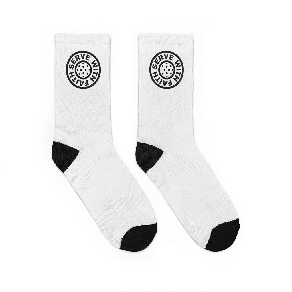 Serve With Faith Pickleball Crew Socks — Athletic Socks with Logo